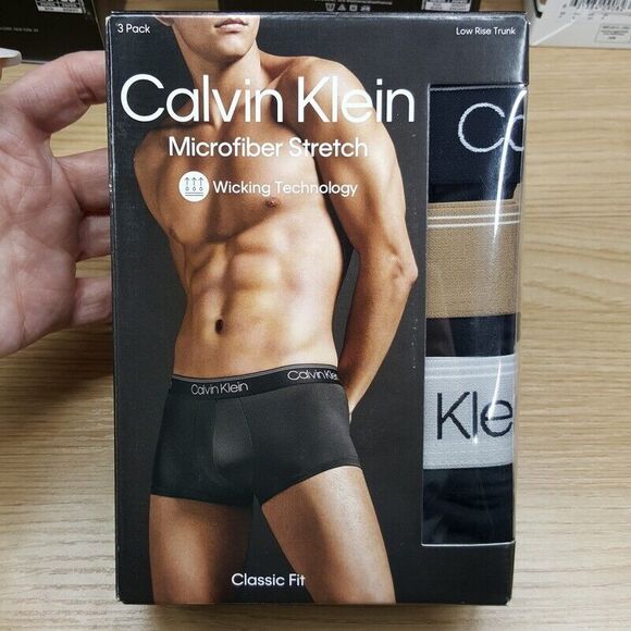 CALVIN KLEIN Mens 3-Pack Small Black Boxer Brief Microfiber Stretch Classic Fit - Picture 2 of 4